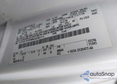 2011 Ford E-150 Commercial from USA, damaged, VIN 1FTNE1EW4BDA34111